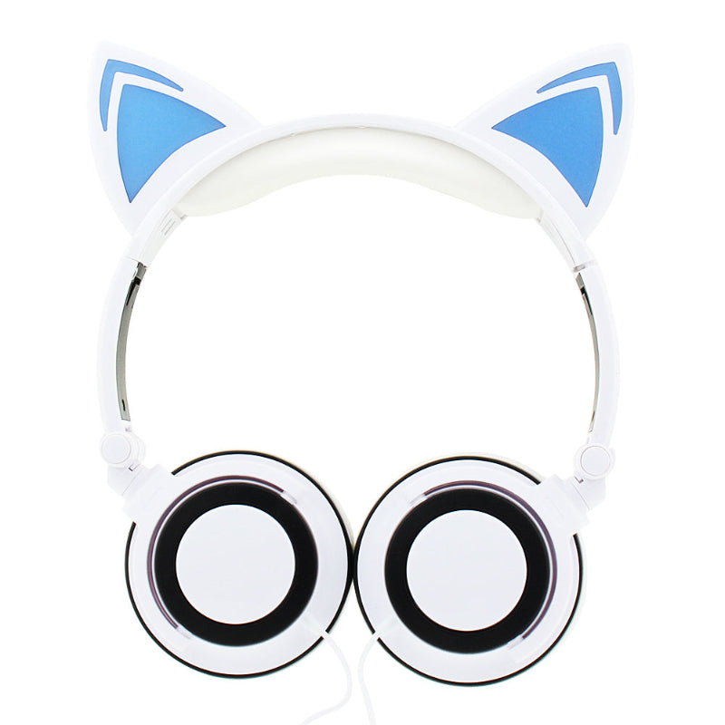 White headphones with cat ear design on a white background