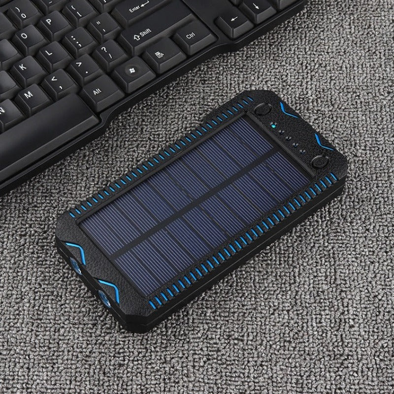 Solar Power Bank 10000mAh Portable Charger Waterproof Fast Charging External Battery Flashlight