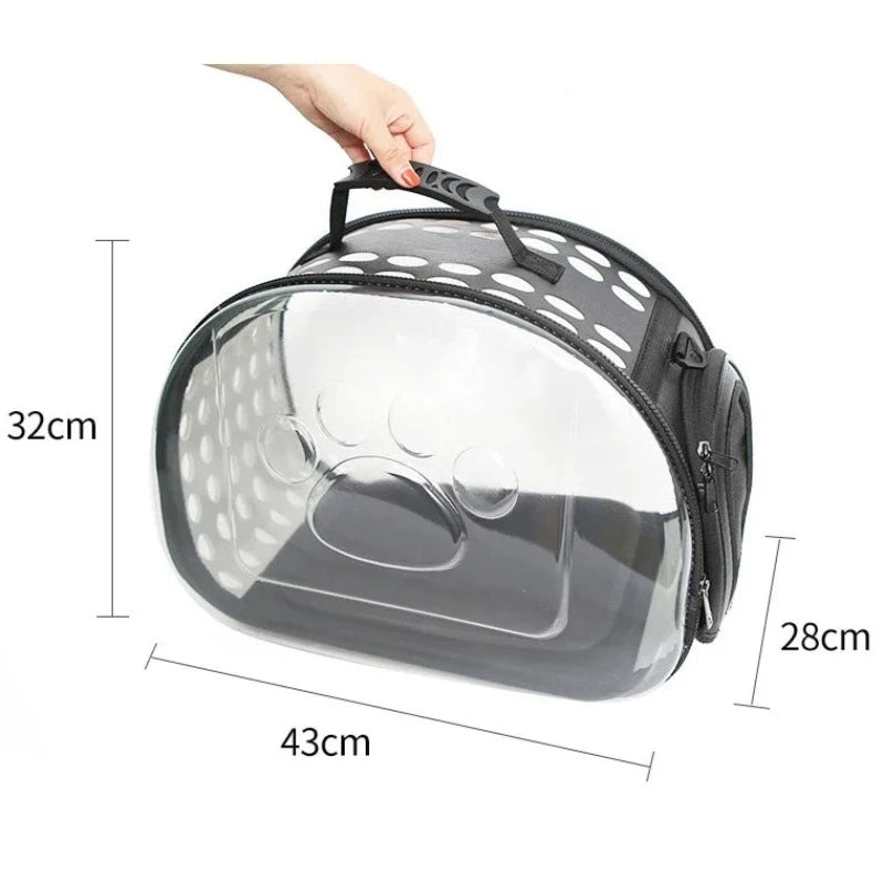 Pet Cat Carrier Bag Foldable Transparent Cage Portable Travel Breathable Cat Transport Bag Basket Backpack Handbag Pet Supplies