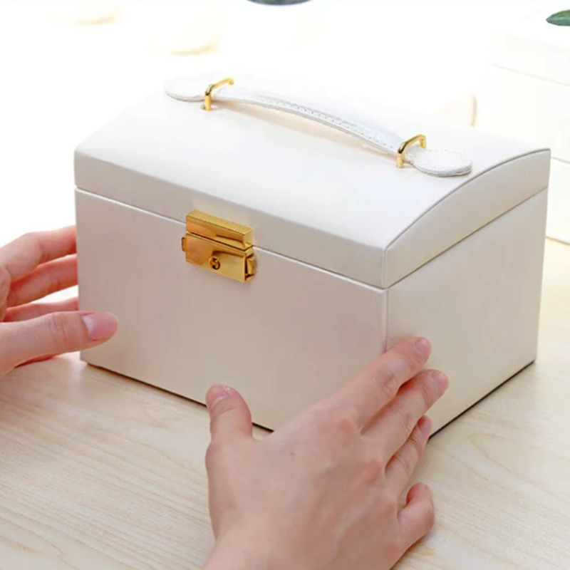 Jewelry Organizer Large Jewelry Box High Capacity Jewelry Casket Makeup Storage Makeup Organizer Leather Beauty Travel Box