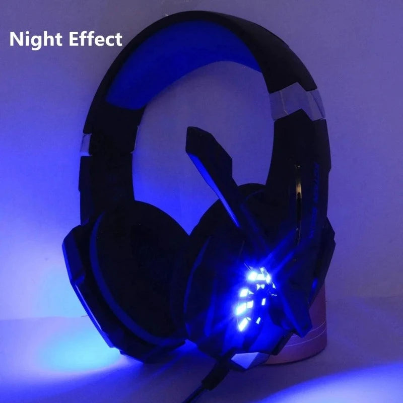 Gaming Headset Casque Deep Bass Stereo Game Headphone with Microphone LED Light for PS4 Laptop PC Gamer