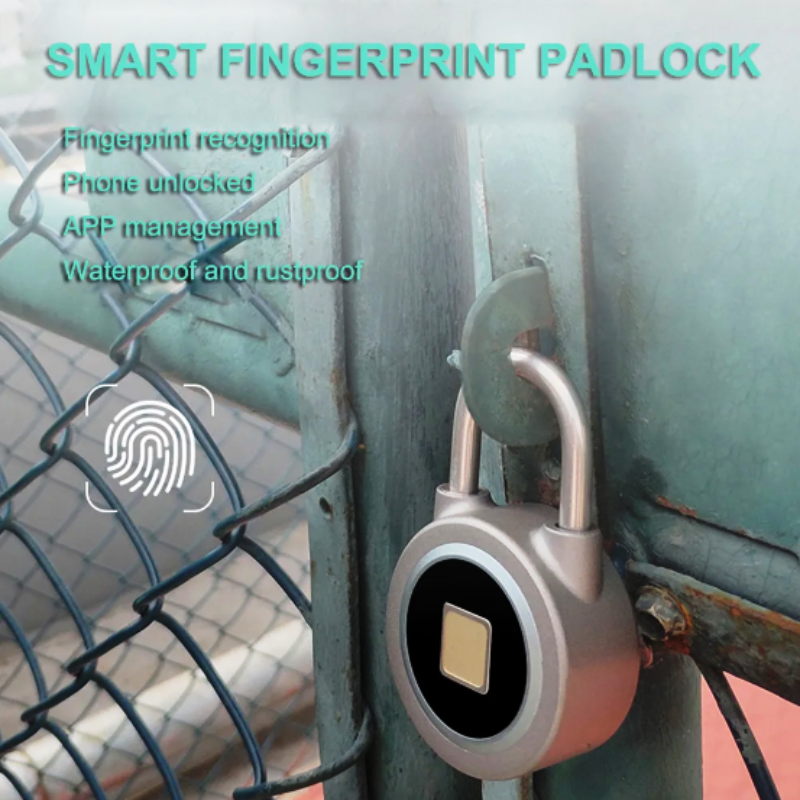 Fingerprint Smart Keyless Lock Waterproof APP Button Password Unlock Anti-Theft Padlock Door Lock