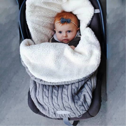 Velvet Newborn Baby Blankets Knitted stroller Swaddle Winter Fleece Baby Wrap Knitting Baby Sleeping Bag Quilt