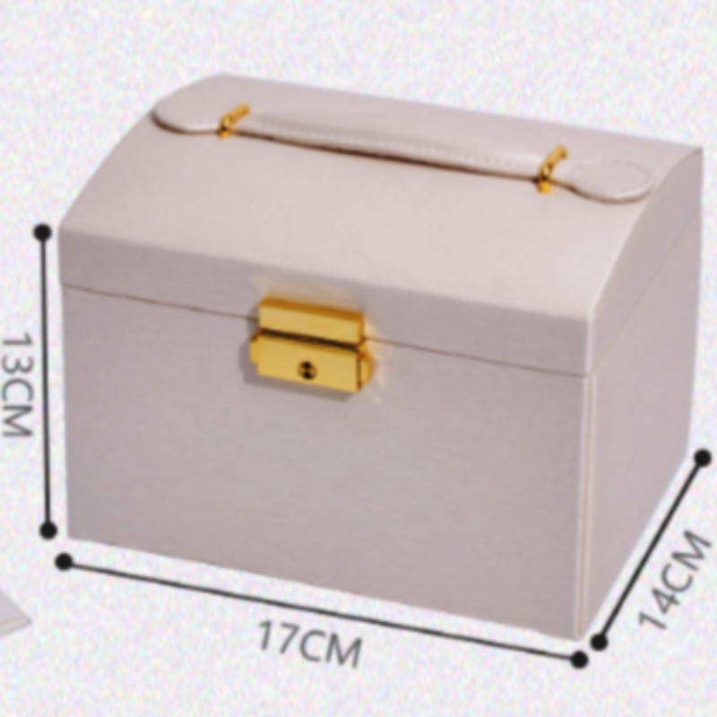 Three Layer Leather Drawer Jewelry Box Light Luxury Earrings Jewelry Storage Box Stud Earrings With Lock Jewelry Box