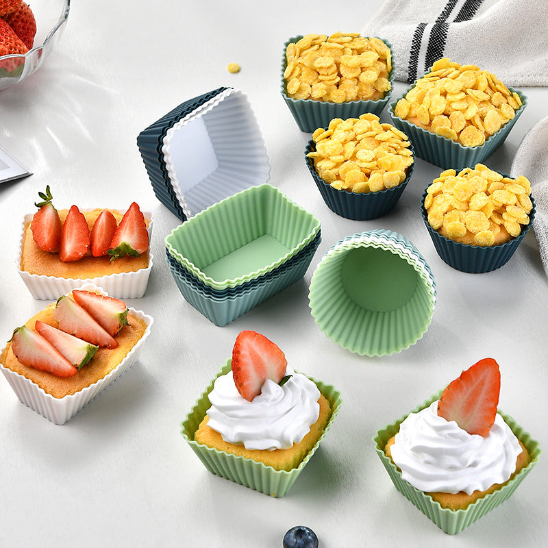 Silicone Muffin Cup Baking Square Round Square Thick Cake Mold Set