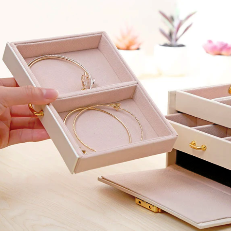 Jewelry Organizer Large Jewelry Box High Capacity Jewelry Casket Makeup Storage Makeup Organizer Leather Beauty Travel Box