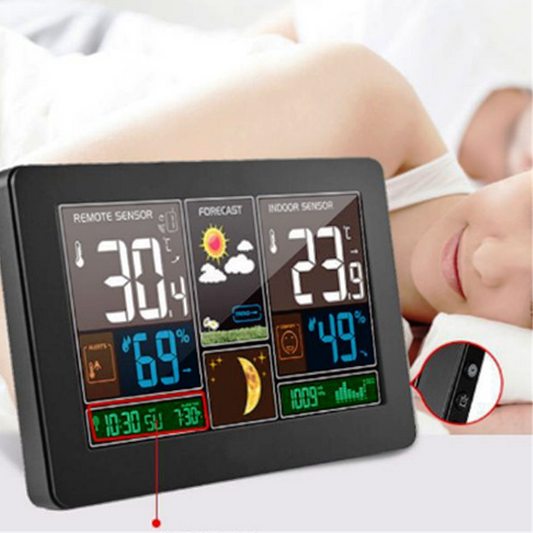 Color screen weather clock weather forecast clock radio wave indoor and outdoor temperature LED electronic clock Electronic thermometer and hygrometer