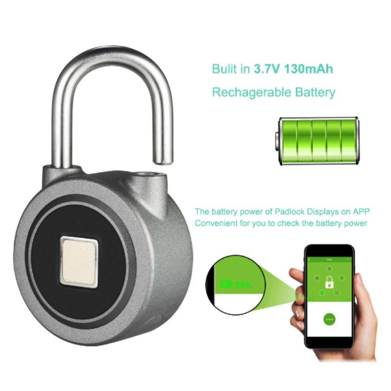 Fingerprint Smart Keyless Lock Waterproof APP Button Password Unlock Anti-Theft Padlock Door Lock