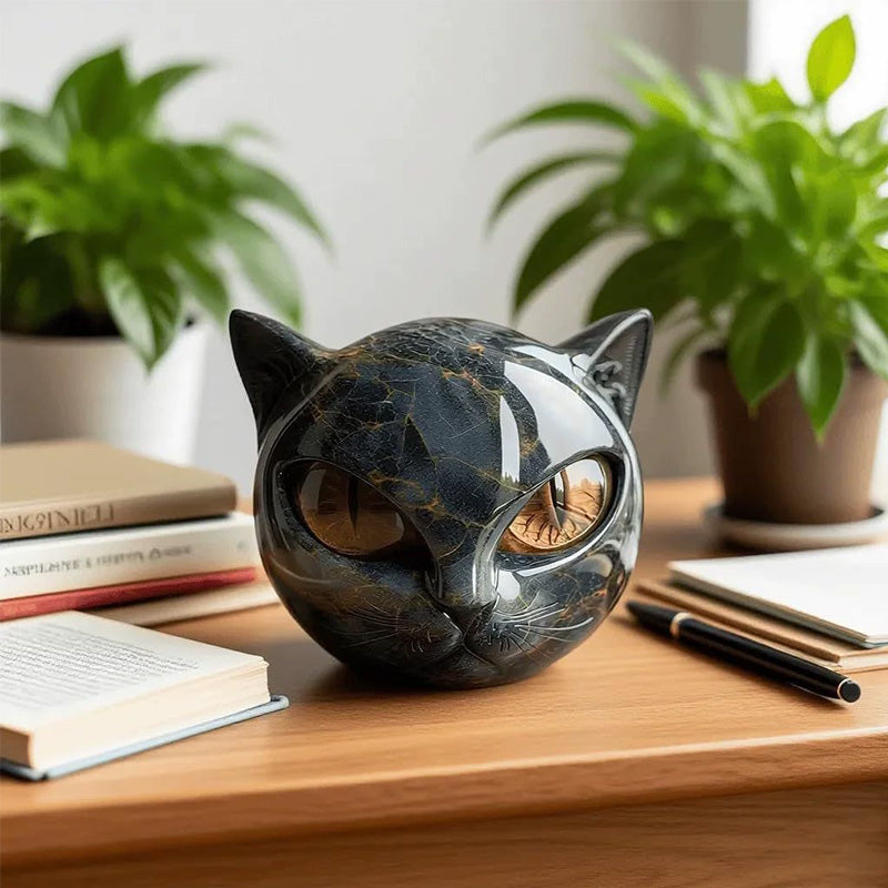 Elegance Black Cat Stone Statue