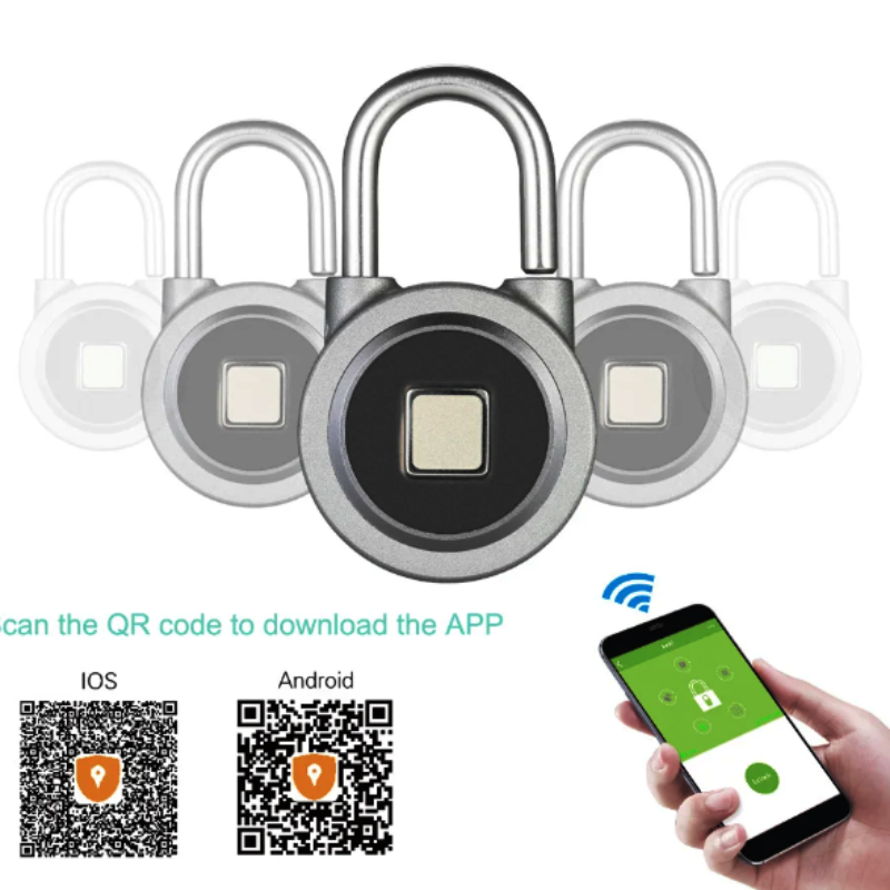 Fingerprint Smart Keyless Lock Waterproof APP Button Password Unlock Anti-Theft Padlock Door Lock