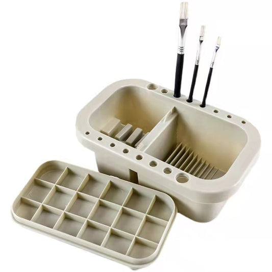  Brush Basin Holder and Organizer Kit Paint Brush Basin with Tray Palette Lid for Oil Painting 