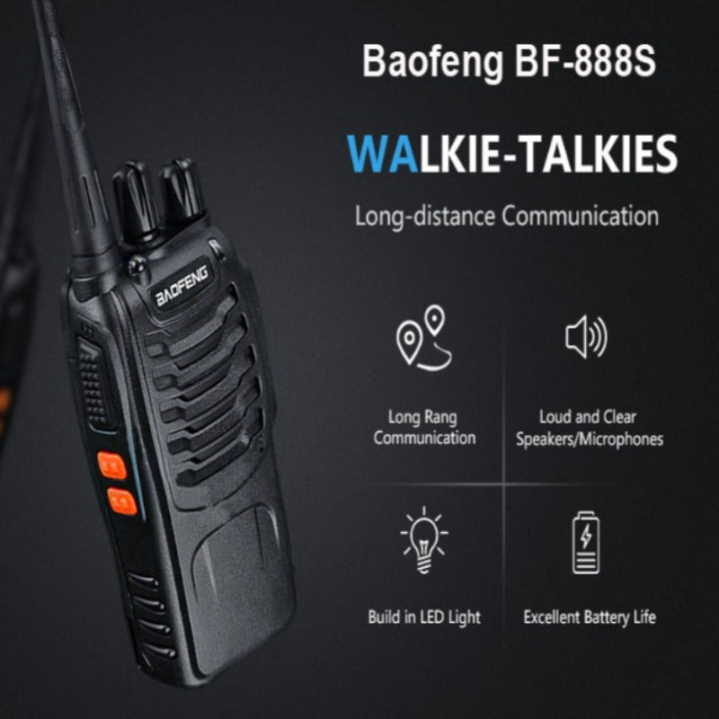 Baofeng BF-888S UHF Walkie Talkie Long Range VOX Two Way Radio Earpiece Emergency Rescue Communications