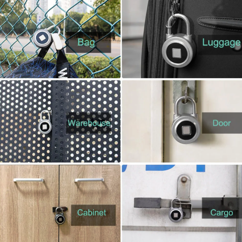 Fingerprint Smart Keyless Lock Waterproof APP Button Password Unlock Anti-Theft Padlock Door Lock