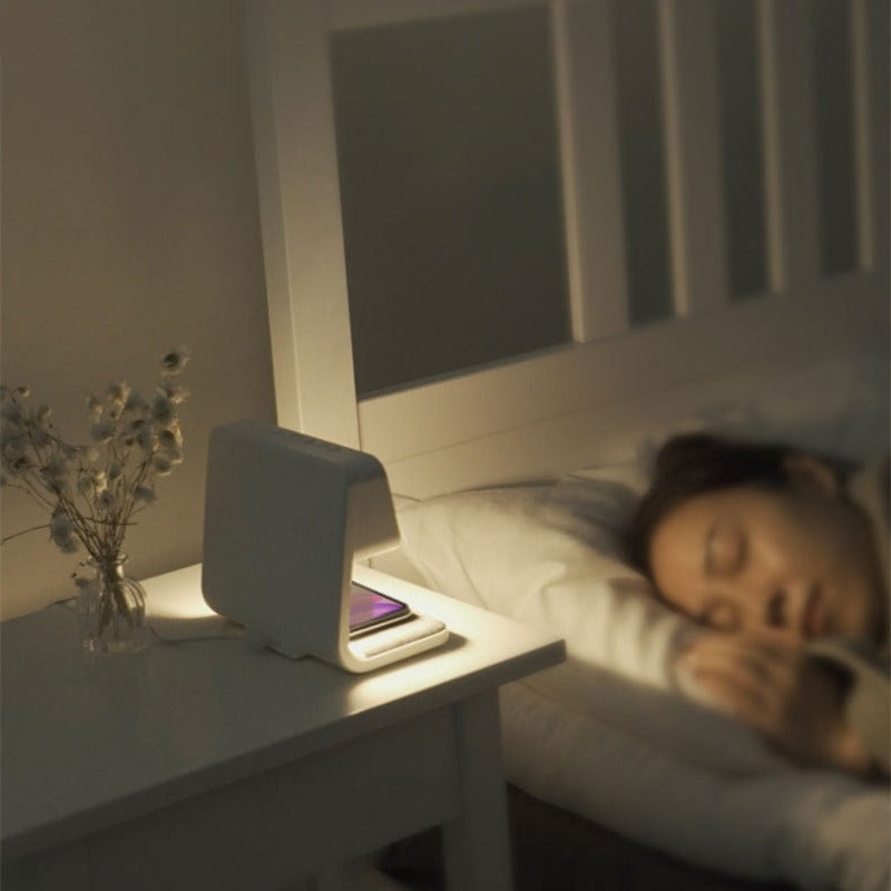 Bedside Lamp Wireless Charging LCD Screen Alarm Clock Wireless Phone Charger