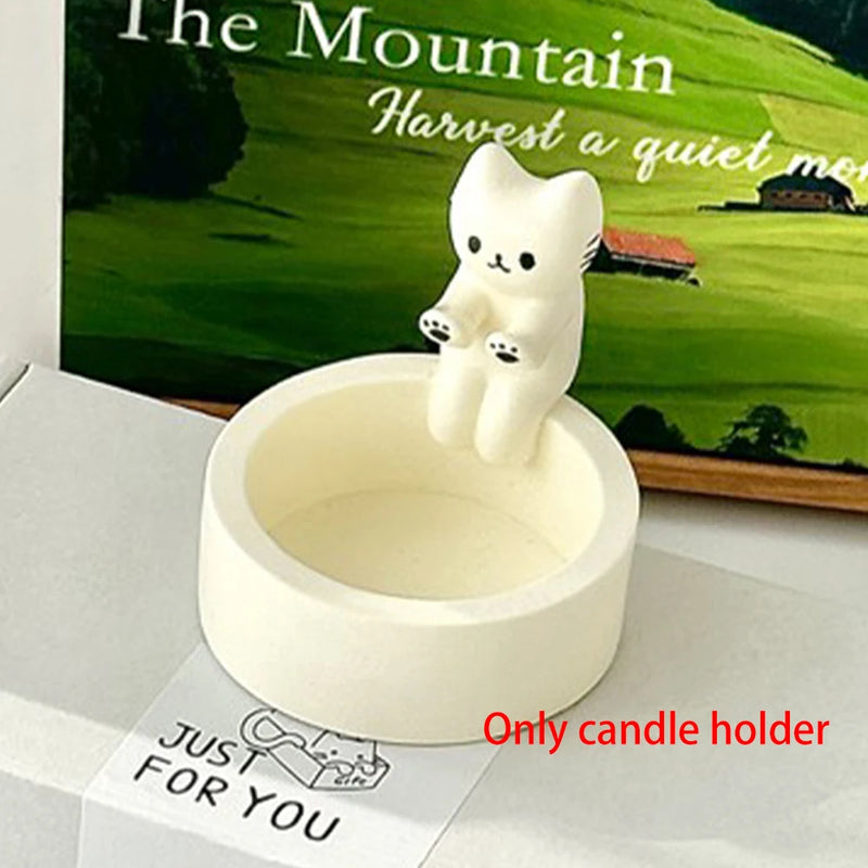Kitten Candle Holder Cute Grilled Cat Aromatherapy Candle Holder Desktop Decorative Ornaments 