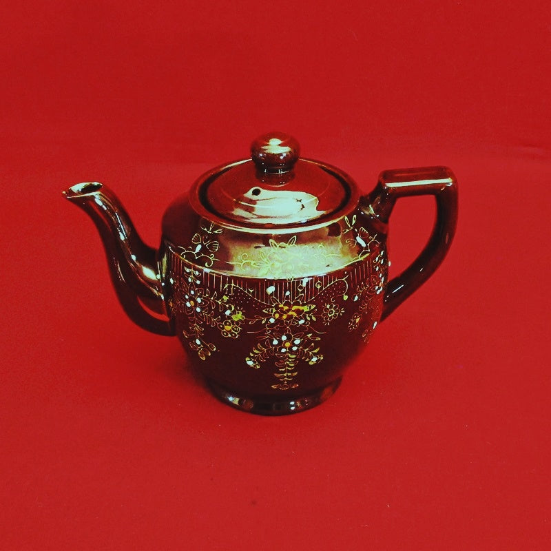 Antique Collectibles Vintage Red Clay Brown Betty Manganese Teapot