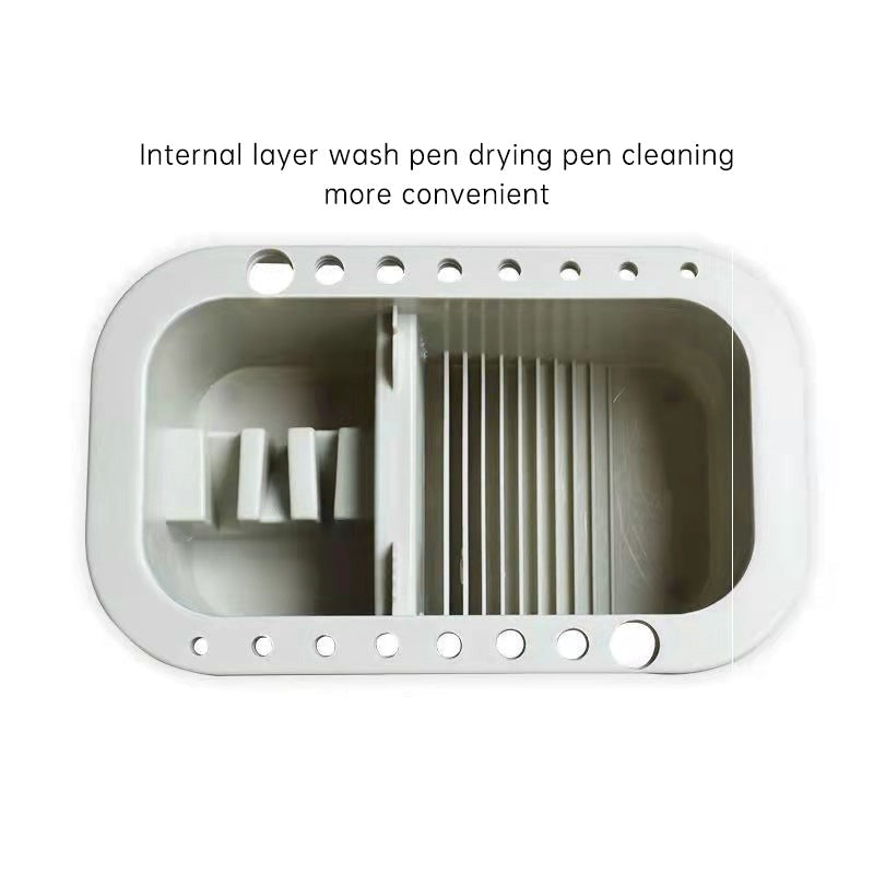 Brush Basin Holder and Organizer Kit Paint Brush Basin with Tray Palette Lid for Oil Painting