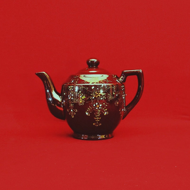 Antique Collectibles Vintage Red Clay Brown Betty Manganese Teapot