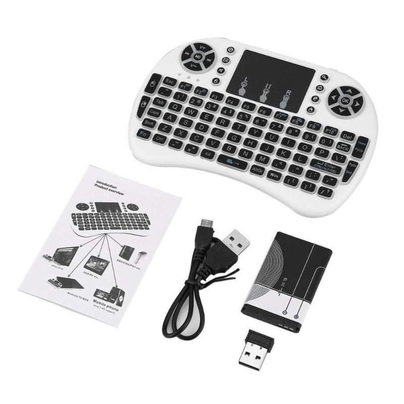 Mini Wireless Remote Keyboard with Touchpad Mouse for Android TV Box Colourful LED Backlight Rechargable Li-ion Battery