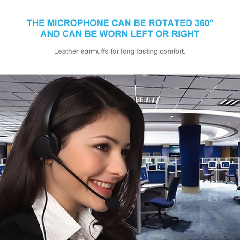 Office Wired Headset With Microphone Call Center Headphone with Noise Canceling Mic for Mpow Computer Phones USB Desktop 