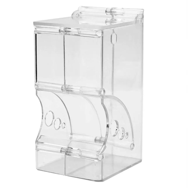 Clear plastic storage box with a lid on a white background
