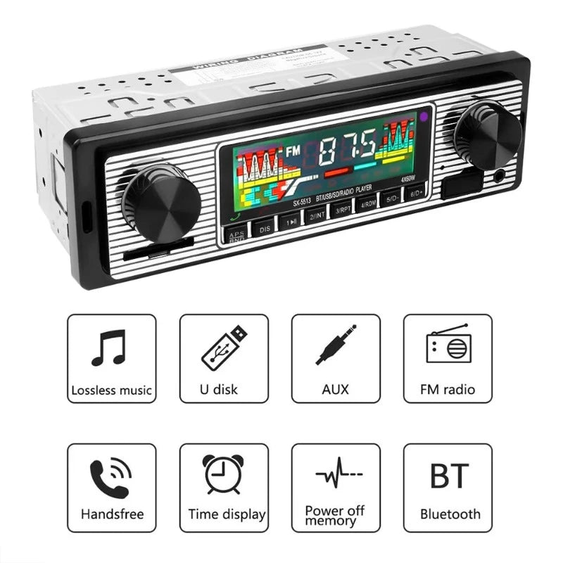 Wireless Bluetooth Car Radio 1 din Vintage MP3 Player AUX USB FM TF U Disk Retro Stereo Receiver Audio Player Car Accessaries