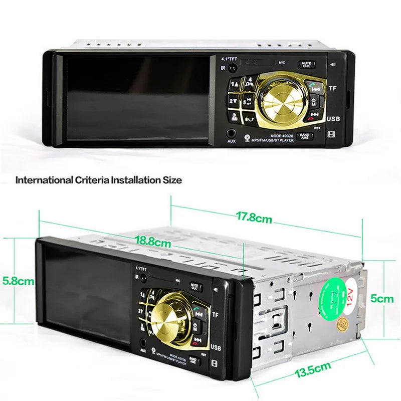 Bluetooth 4.1 Inch TF USB Port Multilanguage Remote Control Car MP5 Player 1 Din 2018 Newest Car Radio Audio Video