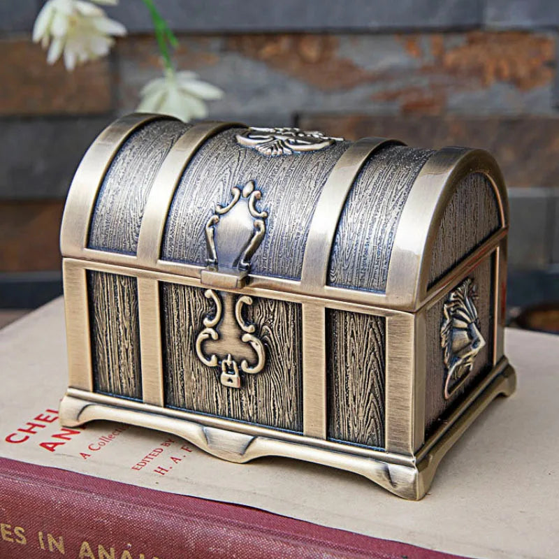 Decorative treasure chest with intricate designs on a surface