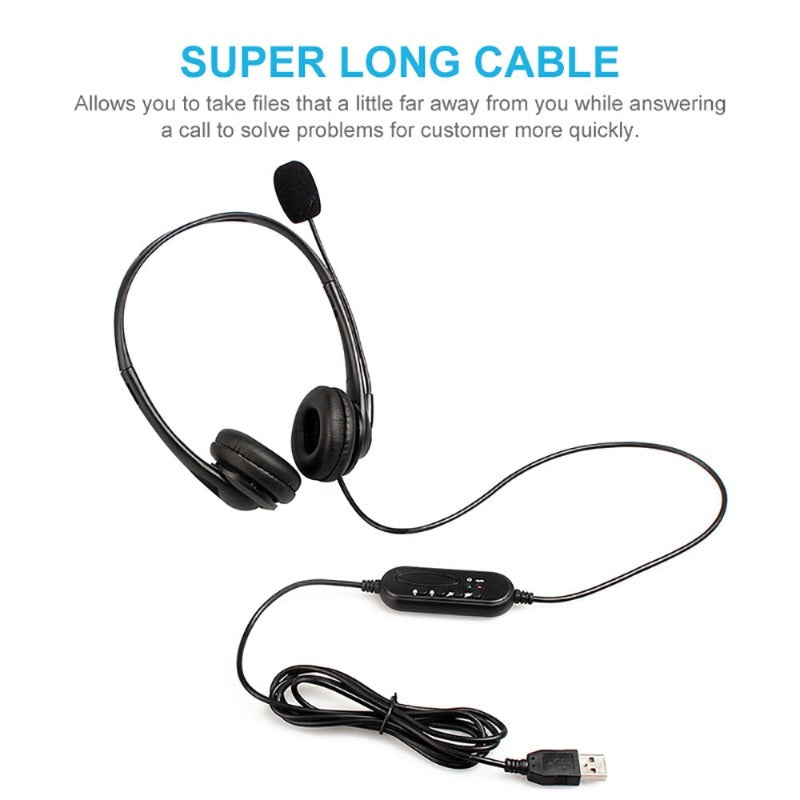 Office Wired Headset With Microphone Call Center Headphone with Noise Canceling Mic for Mpow Computer Phones USB Desktop 