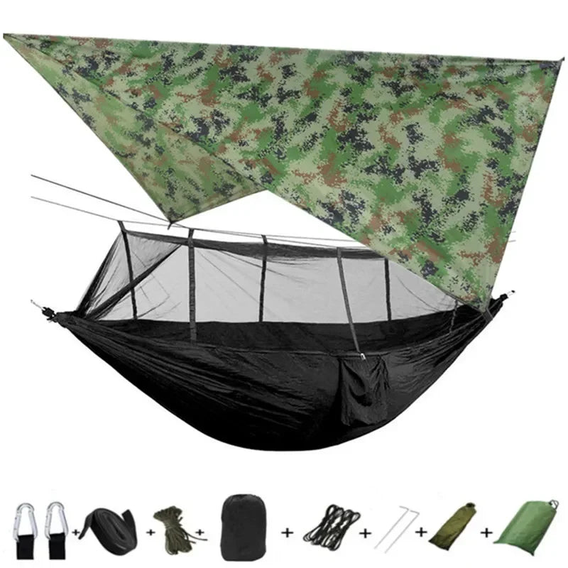 #lightweighthammock #portablecampinggear #rainflytarp #waterproofhammock #mosquitonetprotection #210tnylonhammock #campingessentials #hammockcanopy #outdooradventuregear
