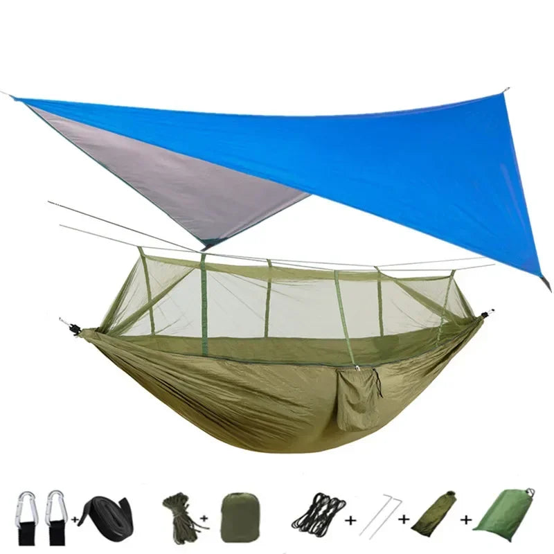 #lightweighthammock #portablecampinggear #rainflytarp #waterproofhammock #mosquitonetprotection #210tnylonhammock #campingessentials #hammockcanopy #outdooradventuregear