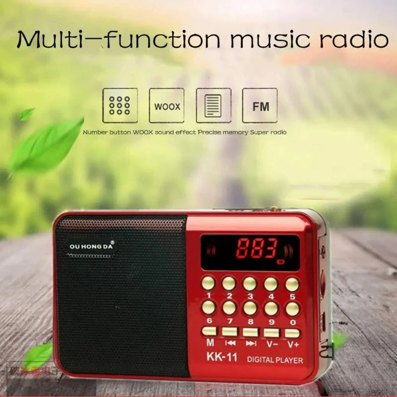 Mini Portable Radios Handheld Digital FM Radio USB Rechargeable MP3 Player Speaker Devices Radio Receiver Supports TF Card