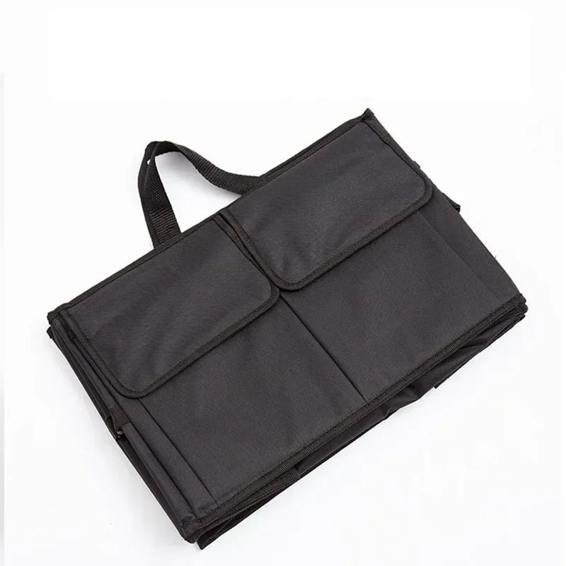 Black carrying case with straps on a white background