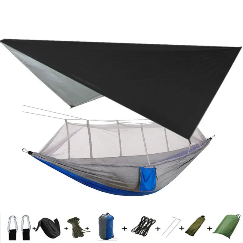 #lightweighthammock #portablecampinggear #rainflytarp #waterproofhammock #mosquitonetprotection #210tnylonhammock #campingessentials #hammockcanopy #outdooradventuregear
