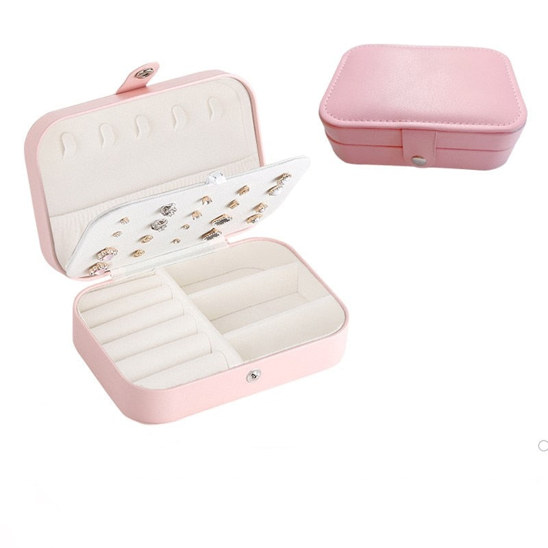 Korean Version Simple Style Portable Jewelry Storage Box High-end Exquisite Large Capacity Travel Jewelry Bag