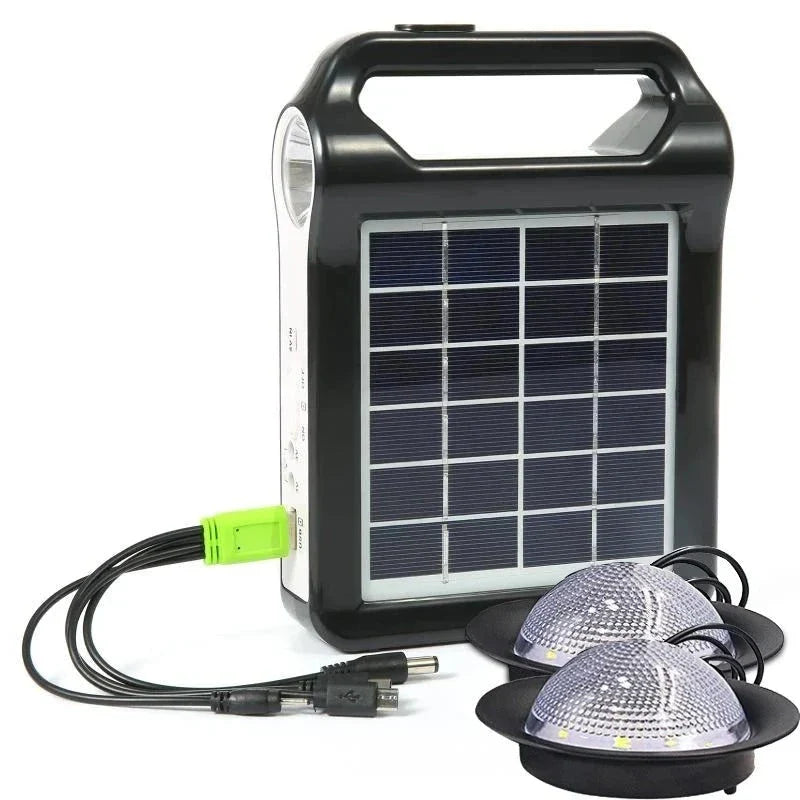 Portable Rechargeable Solar Panel Power Storage Generator USB Charger Lamp Lighting Home Solar Energy System