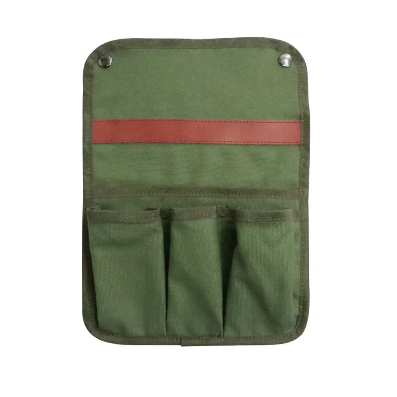 Green pouch with red strip on a white background