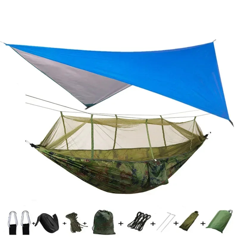 #lightweighthammock #portablecampinggear #rainflytarp #waterproofhammock #mosquitonetprotection #210tnylonhammock #campingessentials #hammockcanopy #outdooradventuregear