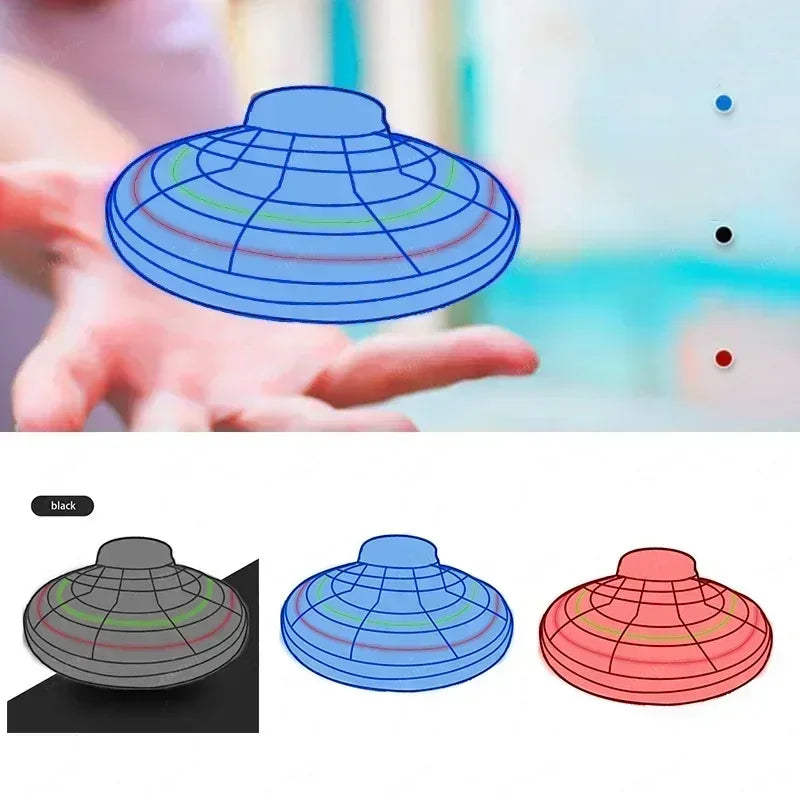 Futuristic disc with grid pattern in blue, gray, and red, shown on a white background.