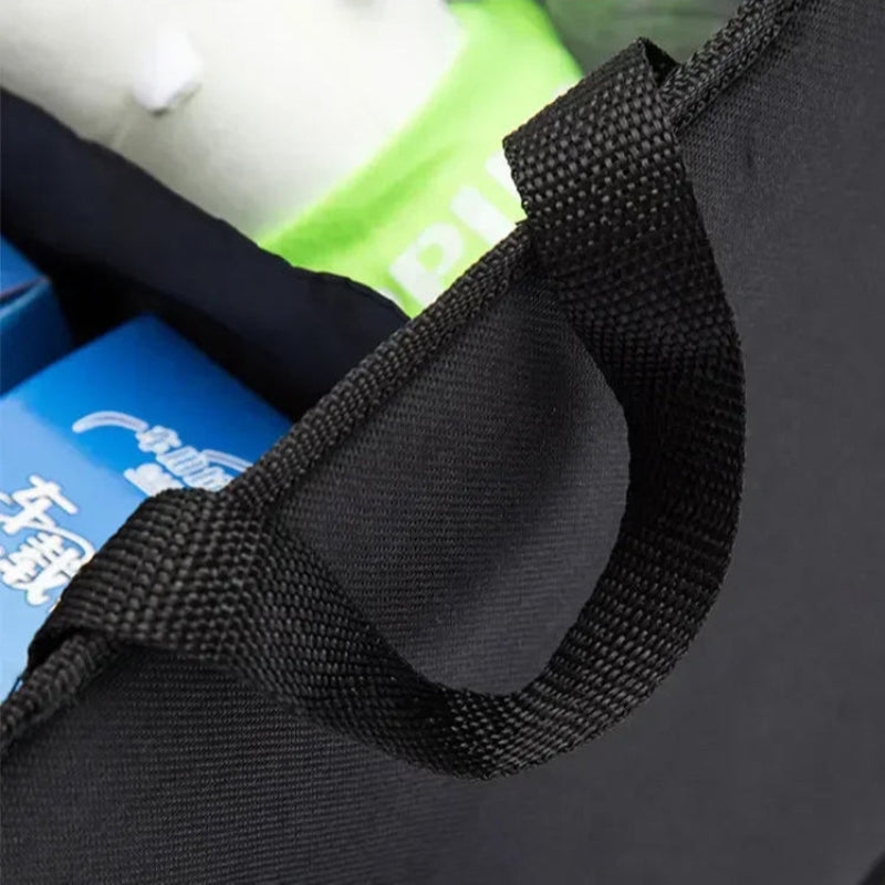 Close-up of a black strap on a product with a blurred background