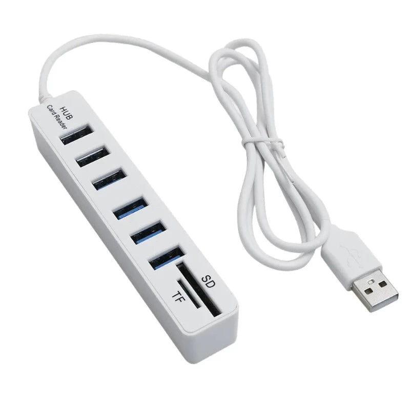 6 Ports 2.0 USB Hub Multi Splitter with SD and TF Slots Gdwstore 