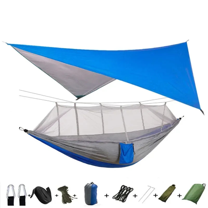 #lightweighthammock #portablecampinggear #rainflytarp #waterproofhammock #mosquitonetprotection #210tnylonhammock #campingessentials #hammockcanopy #outdooradventuregear