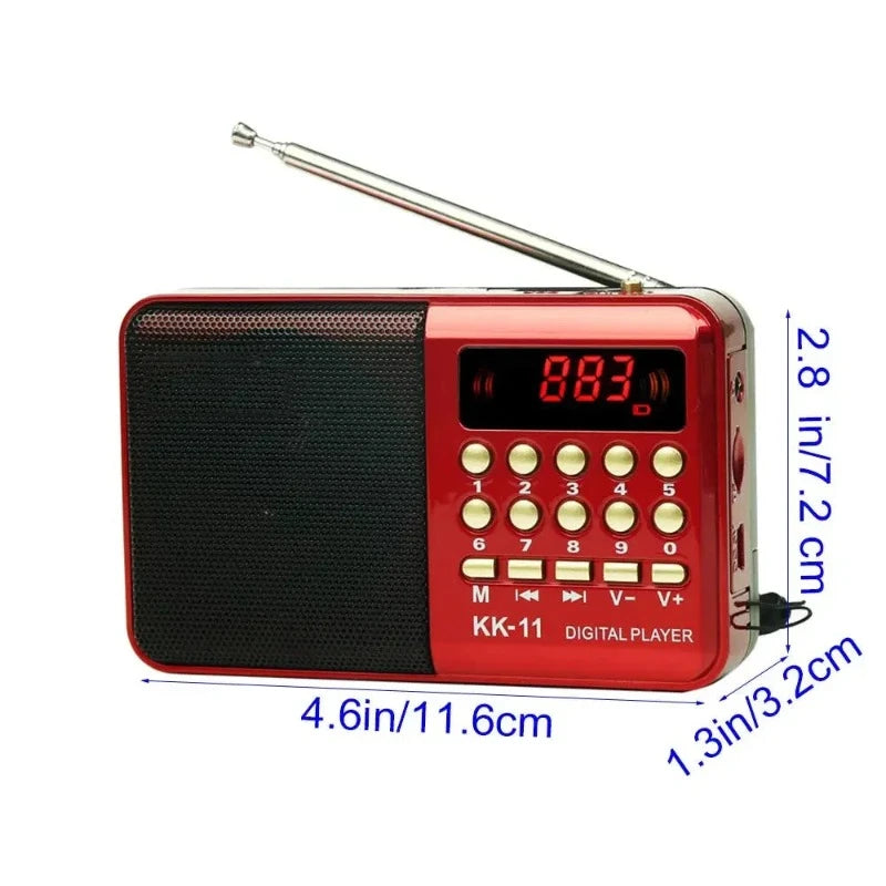 Mini Portable Radios Handheld Digital FM Radio USB Rechargeable MP3 Player Speaker Devices Radio Receiver Supports TF Card