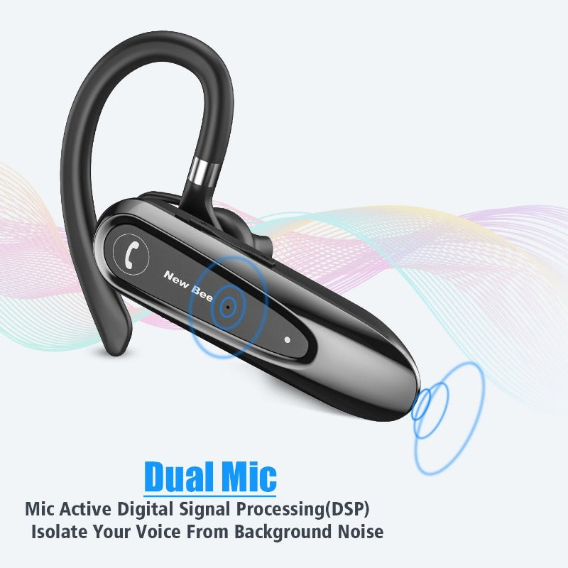 Bluetooth 5.0 Headset Wireless Earphone Headphones with Dual Mic Earbuds Earpiece CVC8.0 Noise Reduction for Driving