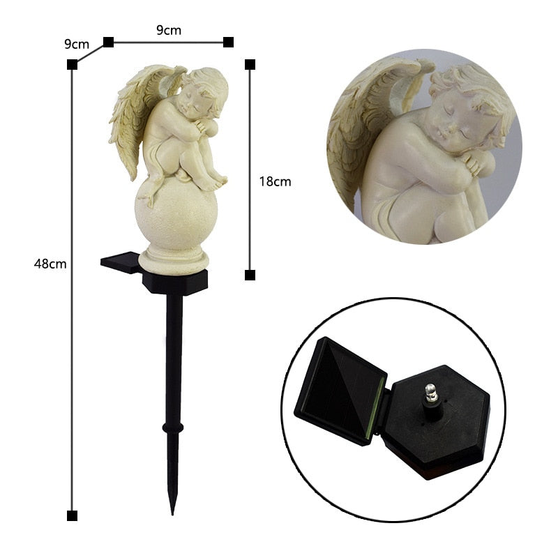 Solar Light Outdoor LED Waterproof Angel Figure Resin Lamp Garden Yard Memorial Lawn Decor Landscape Solar Lights Decorations