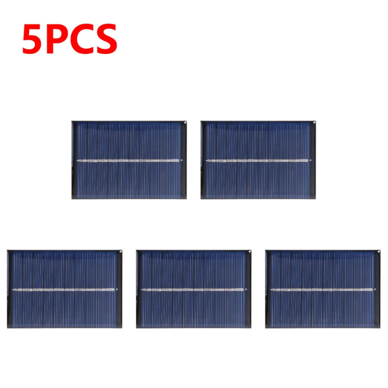 Five solar panels on a white background with '5PCS' in red text above.