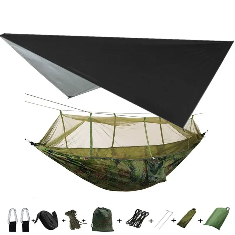 #lightweighthammock #portablecampinggear #rainflytarp #waterproofhammock #mosquitonetprotection #210tnylonhammock #campingessentials #hammockcanopy #outdooradventuregear