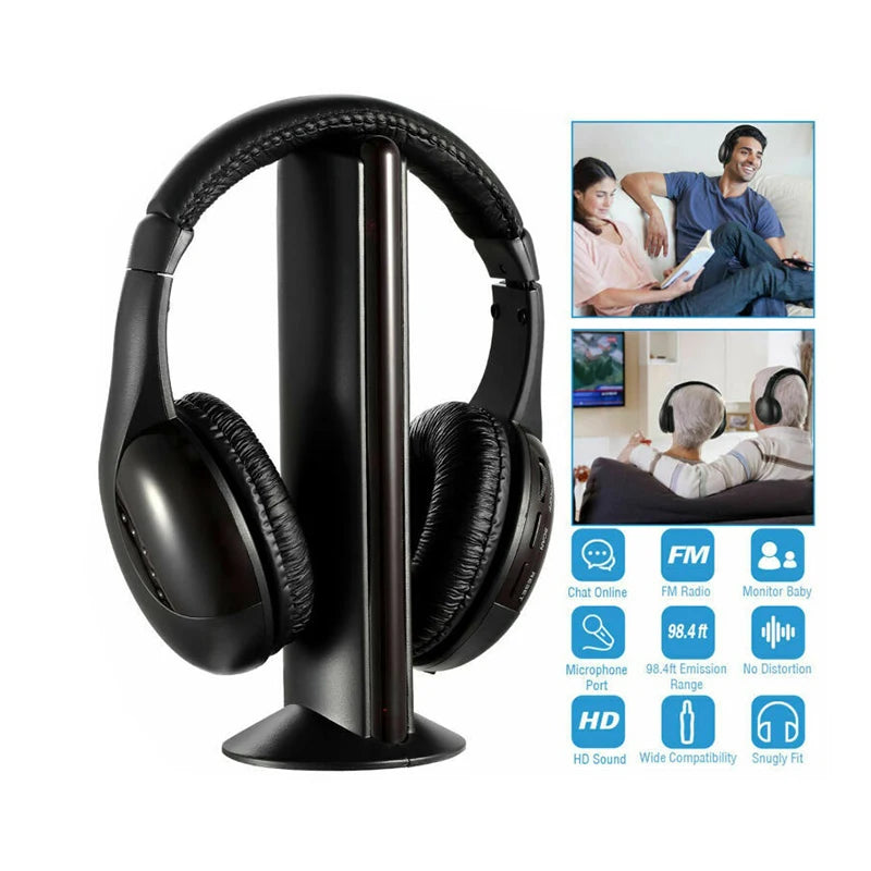 Wireless Hi-Fi Headphone FM Radio Chatting Monitor Wired Noise Cancelling Headset