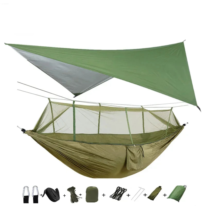 #lightweighthammock #portablecampinggear #rainflytarp #waterproofhammock #mosquitonetprotection #210tnylonhammock #campingessentials #hammockcanopy #outdooradventuregear