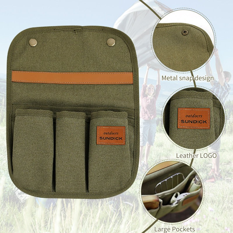Canvas Folding Chair Organizer Camping Chair Armrest Storage Bag Side Pocket Pouch Bag for Outdoor Camping Picnic Fishing Bag